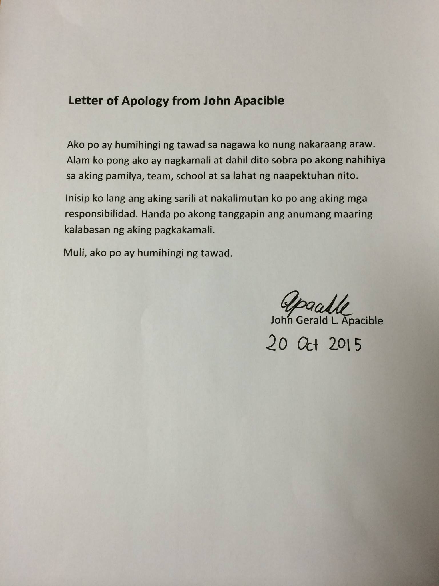 LOOK Suspended Ateneo forward John Apacible writes letter